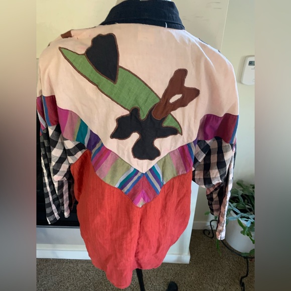 Vtg Victor Camarena Mexico Wearable Arty Blazer L Patchwork Colorblock colorful - Picture 2 of 16